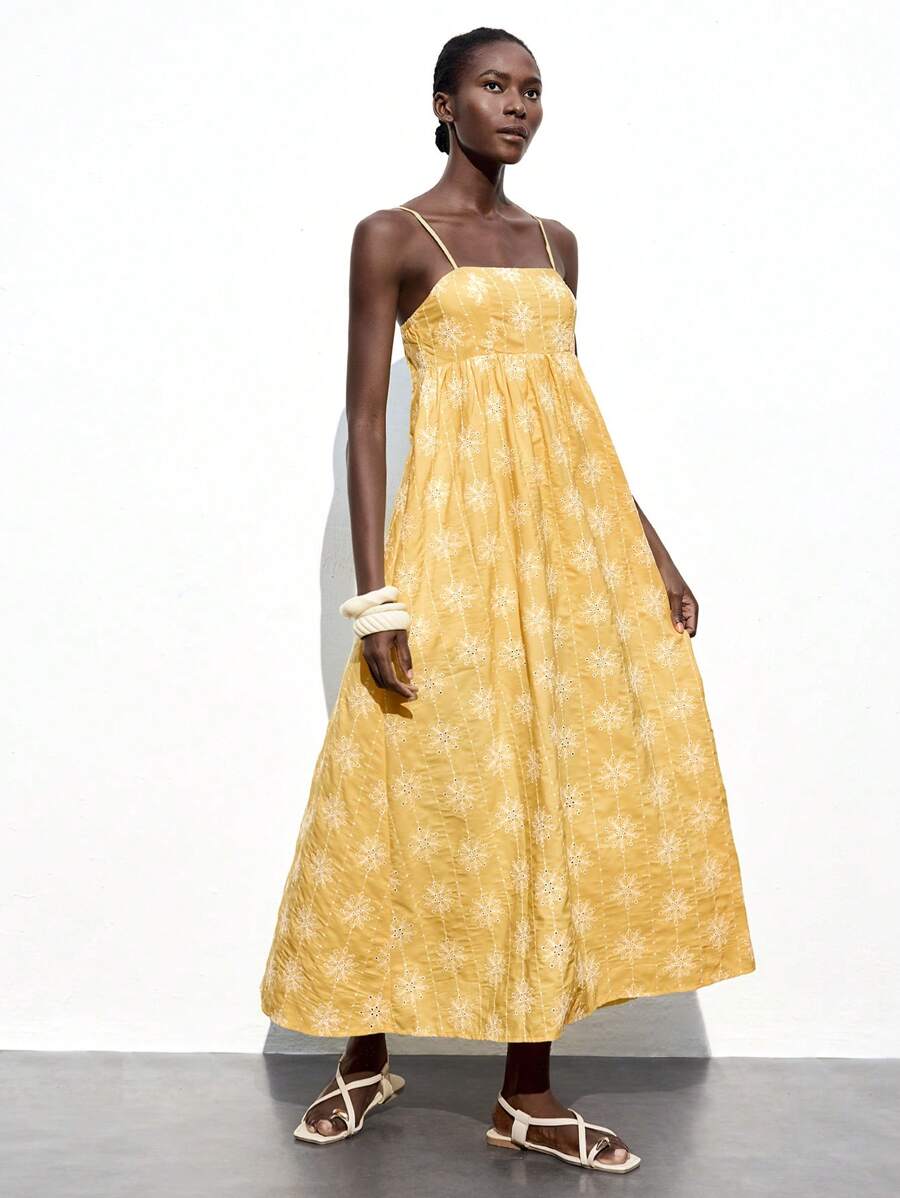 Maija 2025 夏季新款花卉印花装饰宽松下摆休闲时尚舒适连衣裙，度假风格