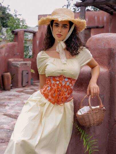 SHEIN 1pc Women Floral Printed Boho Style Waist Wrap