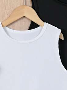 SHEIN 多件装青少年男童休闲字母印花背心 - 彩色 - 查看 3