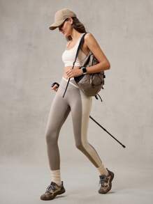 OutZeal Leggings vita alta con tasche laterali, effetto controllo addome, blocchi di colore, adatti per uso casual quotidiano