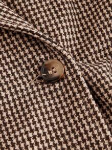 SHEIN MOD 女式千鸟格印花休闲宽松束带夹克风衣，适合秋季外套 - 彩色 - 查看 4