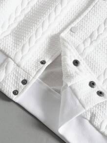 Manfinity Homme 男士休闲日常户外时尚长袖棒球领夹克 - 白色 - 查看 6