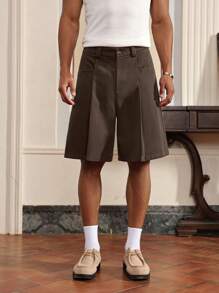 SWAVVY Pantaloncini casual da uomo in tessuto lavorato a trama, in tinta unita, modello rilassato per uso quotidiano