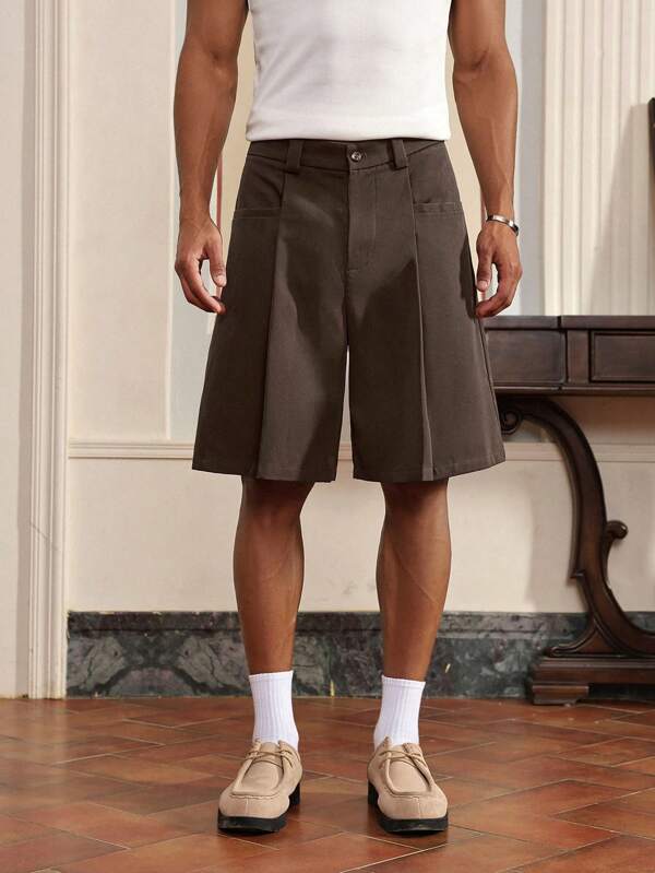 SWAVVY Pantaloncini casual da uomo in tessuto lavorato a trama, in tinta unita, modello rilassato per uso quotidiano