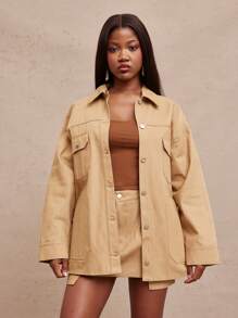 NYA SZN Top Casual Oversized Lange Mouw Zomer Dubbele Zak Top Werkkleding Straatstijl Western Concert Muziekfestival Elegante Vakantie Voorjaarsvakantie Brunch Denim Outfits Voor Vrouwen