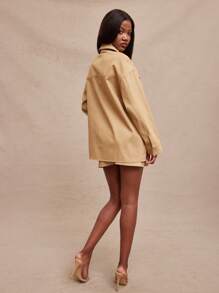 NYA SZN Top Casual Oversized Lange Mouw Zomer Dubbele Zak Top Werkkleding Straatstijl Western Concert Muziekfestival Elegante Vakantie Voorjaarsvakantie Brunch Denim Outfits Voor Vrouwen