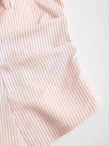Sweetra Women's New Arrival Sleeveless Bowknot Up Waist Slim Striped Blouse - Watermelon Pink - View 6