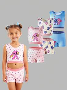 6pcs Young Girl Cute Rabbit & Heart Graphic Underwear Set Includes Camisole And Briefs, Soft Fabric Back To School Fashion