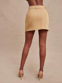 NYA SZN 裙子休闲双口袋夏季活动裙工作服街头风格西部音乐会音乐节优雅度假春假早午餐牛仔套装女士