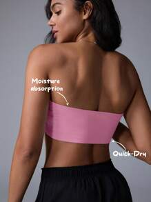 Fluxe Movishi Moisture Absorption & Quick Dry Casual Solid Color Knit Cropped Fitted Camisole Top - Baby Pink - View 2