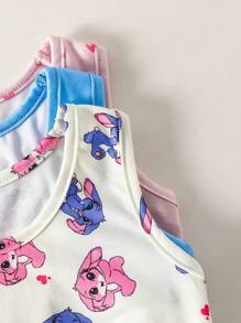 6pcs Young Girl Cute Rabbit & Heart Graphic Underwear Set Includes Camisole And Briefs, Soft Fabric Back To School Fashion