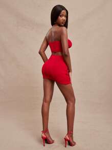 NYA SZN High Rise Solid Color Ruche Twist Knot Event Skirt Party Club Music Concert Festival Fall Summer Statement Festival Kings Day For Women - Red - View 6