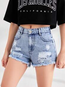Jeans estilo Y2K para niñas preadolescentes - Desgastado vintage lavado claro, roto y deshilachado, ajuste relajado, tela suave y cómoda, versátil y a la moda, denim para niñas