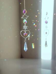 SHEIN 1 件星球星星月亮太阳水晶风铃阳光捕手家庭花园庭院装饰节日礼物家居装饰、房间装饰、墙壁装饰礼物生日毕业、婚礼装饰 - 彩色 - 查看 1