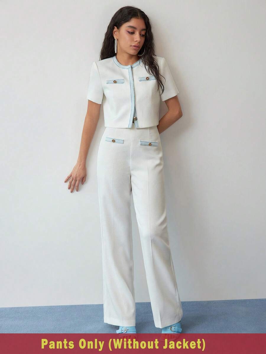 MOTF STUDIO CONTRAST BINDING TAILORED SUIT PANTS