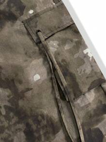 Manfinity EMRG Men's Mature Street-Style 3D Pockets Cargo Pants,"Men's Young Street Style, INS Multifunctional Single Product: Men's Street Retro Straight Pocket Overalls, Using Camouflage Blooming Pattern Printing Design To Show A Unique Style. Perfect For Everyday Streetwear, These Trousers Are An Indispensable Item In A Man's Wardrobe And A Great Gift For A Boyfriend Or Husband. - Brown - View 5
