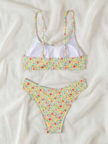 SHEIN Swim Women Summer Beach Floral Print Sexy Bikini Set - Multicolor - View 2