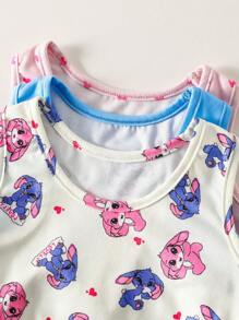 6pcs Young Girl Cute Rabbit & Heart Graphic Underwear Set Includes Camisole And Briefs, Soft Fabric Back To School Fashion