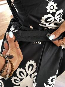 SHEIN Conjunto de Top Cropped Estampado e Shorts, Conjunto Casual de Gestante de 2 Peças