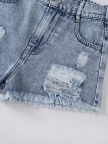 Jeans estilo Y2K para niñas preadolescentes - Desgastado vintage lavado claro, roto y deshilachado, ajuste relajado, tela suave y cómoda, versátil y a la moda, denim para niñas