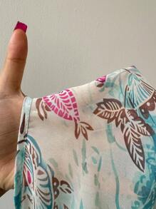 Sunnyshic Women's Summer Casual/Vacation Paisley Print Chiffon Batwing Sleeve Mini Dress, Versatile Daily Wear - Multicolor - View 5