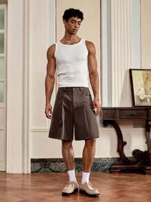 SWAVVY Pantaloncini casual da uomo in tessuto lavorato a trama, in tinta unita, modello rilassato per uso quotidiano