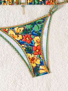 Swim Mod Set di costume da bagno estivo da 2 pezzi, con parte superiore a triangolo e inferiore, decorato con cristalli e stampa digitale a farfalla, costumi da bagno sexy per donne per spiaggia, resort e feste in piscina