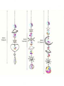 SHEIN 1 件星球星星月亮太阳水晶风铃阳光捕手家庭花园庭院装饰节日礼物家居装饰、房间装饰、墙壁装饰礼物生日毕业、婚礼装饰 - 彩色 - 查看 3