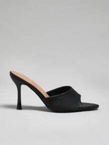 SHUZIA Sandalias de tacón con puntera puntiaguda slip-on clásicas para mujer - Negro - Ver 5