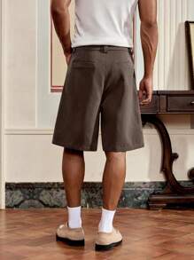SWAVVY Pantaloncini casual da uomo in tessuto lavorato a trama, in tinta unita, modello rilassato per uso quotidiano