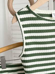 SHEIN Ensemble 2 pièces Top débardeur ras du cou tricoté et short pour fille préado casual