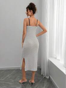 Momance Fashionable Sleeveless Knitted Striped Maternity Dress, Spring/Summer