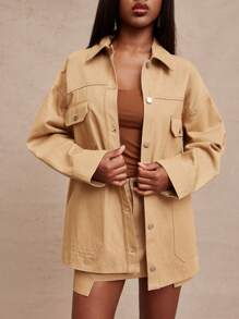 NYA SZN Top Casual Oversized Lange Mouw Zomer Dubbele Zak Top Werkkleding Straatstijl Western Concert Muziekfestival Elegante Vakantie Voorjaarsvakantie Brunch Denim Outfits Voor Vrouwen