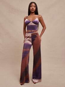 NYA SZN Pantalón con dobladillo asimétrico de lechuga, pierna recta, atuendo de primavera y verano para festivales de música, vacaciones, descansos de primavera, almuerzos, aeropuerto y estar en casa para mujeres