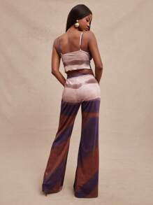 NYA SZN Pantalón con dobladillo asimétrico de lechuga, pierna recta, atuendo de primavera y verano para festivales de música, vacaciones, descansos de primavera, almuerzos, aeropuerto y estar en casa para mujeres