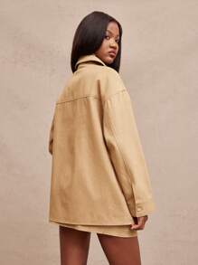 NYA SZN Top Casual Oversized Lange Mouw Zomer Dubbele Zak Top Werkkleding Straatstijl Western Concert Muziekfestival Elegante Vakantie Voorjaarsvakantie Brunch Denim Outfits Voor Vrouwen