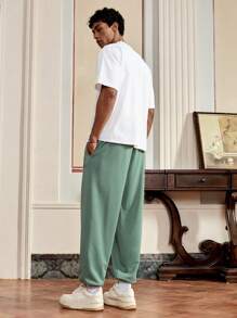SWAVVY Pantalones rectos casuales elásticos de punto para hombre, de uso versátil diario
