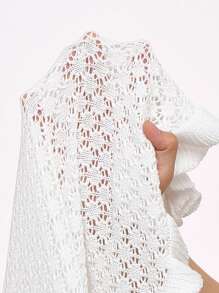 SHEIN Clasi 2 pezzi: Top a maglia con scollo ad aletta donna monocolore con volant sul fondo e gonna a rete color mermaid