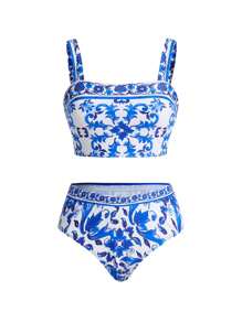 Swim Oasis 女士泳衣套装，吊带泳衣和迷你裙，夏季时尚