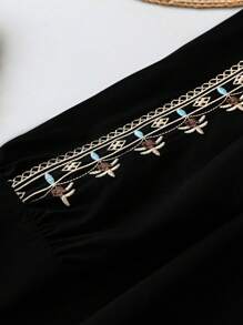 SHEIN Clasi Plus Size Short Sleeve Dress, Fashionable For Summer - Black - View 3