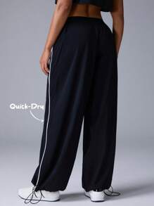 Menodora SHEIN Sport Pantalón de chándal holgado y casual tejido para mujer - Negro - Ver 3