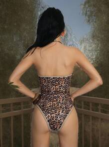 EgrlEra Đồ bơi liền thân hở lưng họa tiết da báo cắt khoét chữ O phía trước tương phản, phong cách nghỉ dưỡng bãi biển gợi cảm dành cho nữ - Nhiều màu - Xem 2
