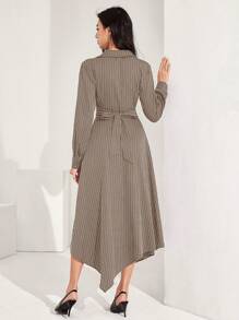 Heiryn Váy suông sọc đen không đối xứng đi làm thường ngày dành cho nữ - Màu Khaki - Xem 6