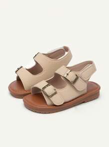 Cozy Pixies 1 Pair Toddler Summer Outdoor Cute Hook And Loop Casual Fashion Versatile Soft Bottom Non-Slip Flat Sandals - Apricot - View 3