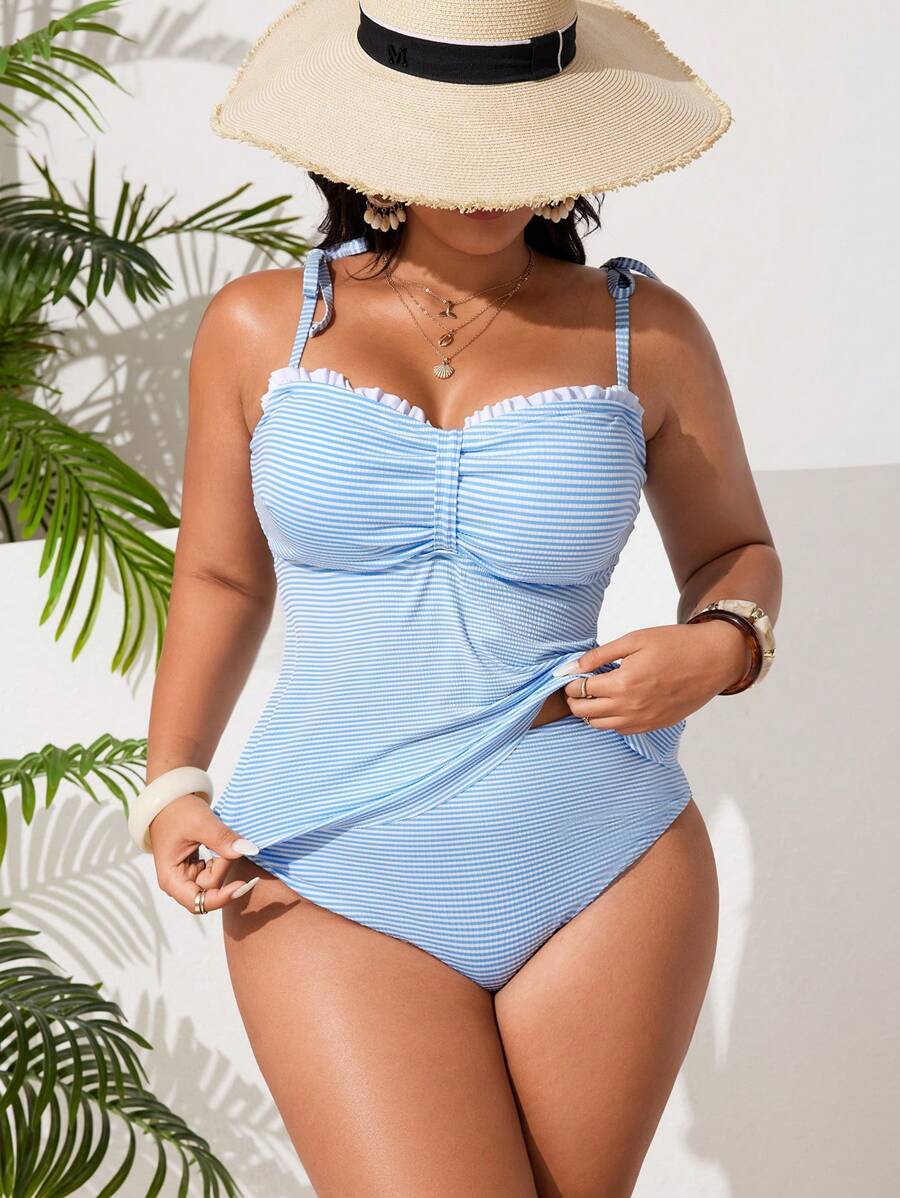 Swim Lushoire Áo Tankini sọc cỡ lớn - Nhiều màu - Xem 1