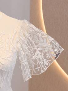 Tween Girl Elegant Party Embroidered Mesh Dress