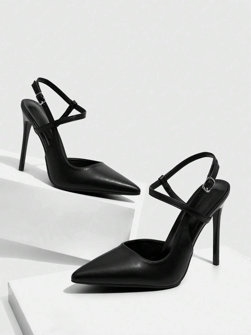 CUCCOO SZL Pointed Toe Stiletto High Heel Black Sexy Fashion Nightclub Party Runway Show Backstrap Super High Heel Ladies Pumps For Christmas Spring Shoes