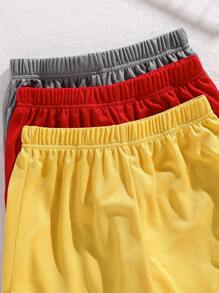 SHEIN Leap Crew 6pcs/Set Tween Boy Breathable Sports Letter Print Tank Top And Shorts Set - Yellow - View 6