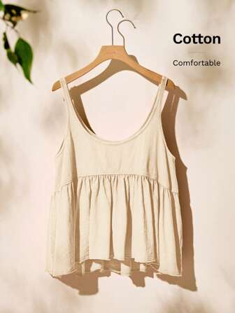 Easelle 女式圆领拼布A字型水洗背心