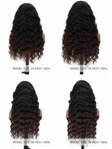 挑染假发，人发渐变棕色波浪巴西无胶假发，6x5 蕾丝前额假发，预拔自然发际线，180% 密度雷米头发，含婴儿头发，24 英寸 - SNatural/4 - 查看 9